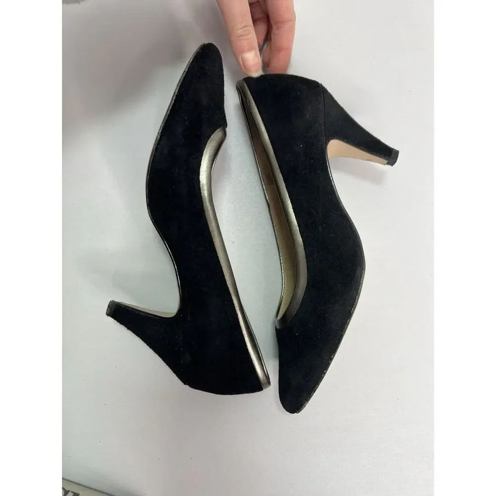 Hush Puppies Women's Suede Black Voo Galaxy Pumps Heels Classic Size 7